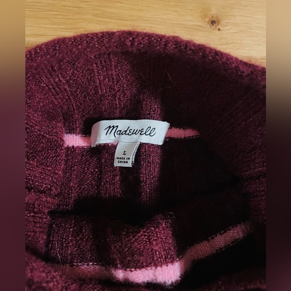 Madewell Maroon and Light Pink Turtleneck Sweater - Picture 3 of 6